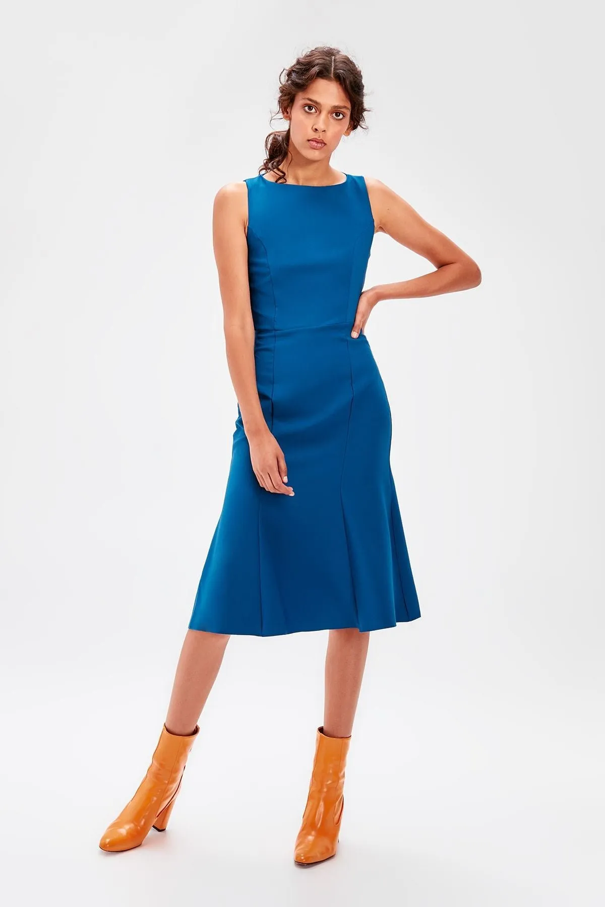13463 Oil Blue Midi Dress