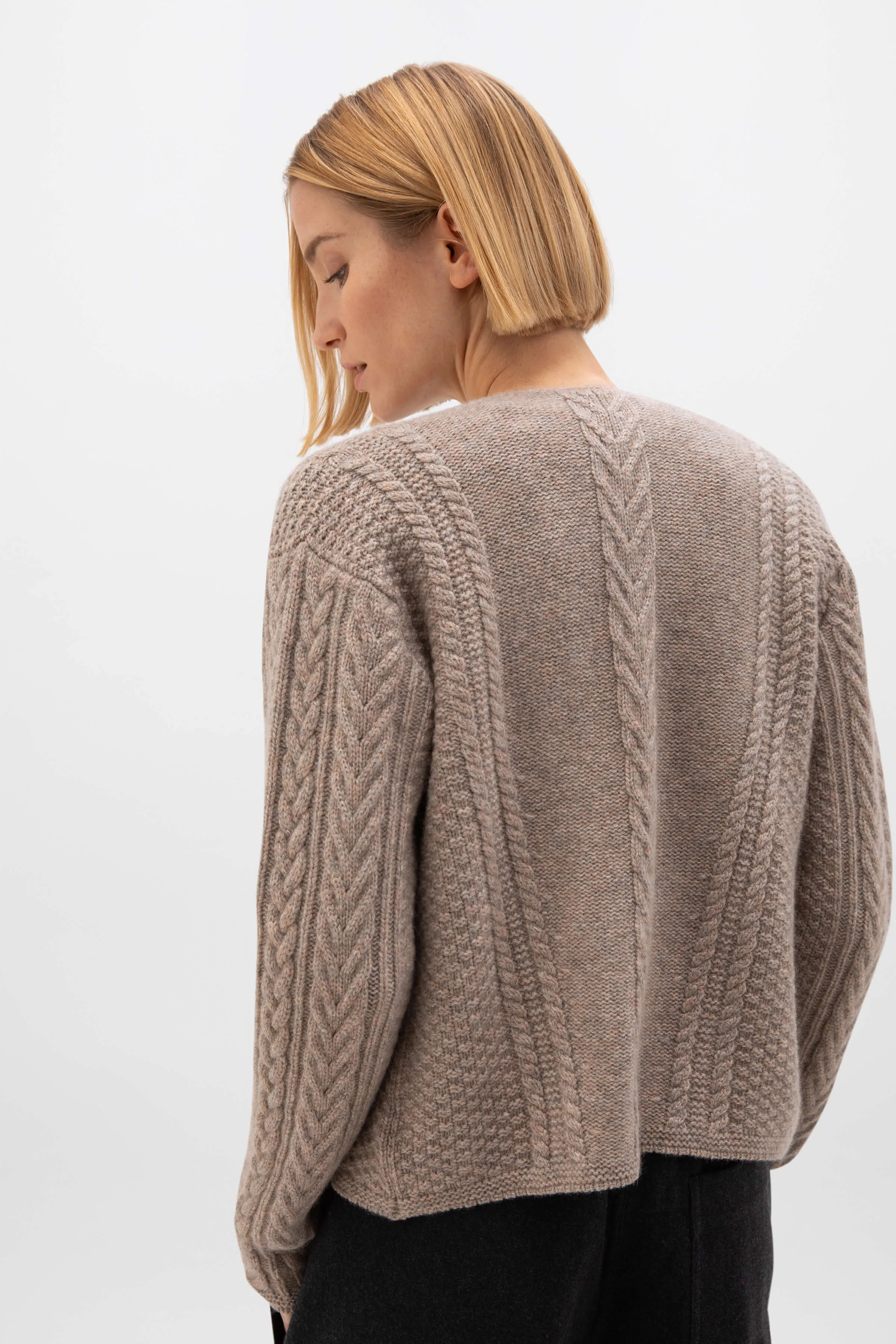 Aran Cable Cashmere Waterfall Cardigan