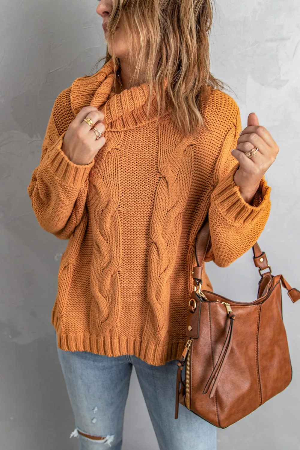 Autumnal Cable Knit Sweater - Oversized Fit