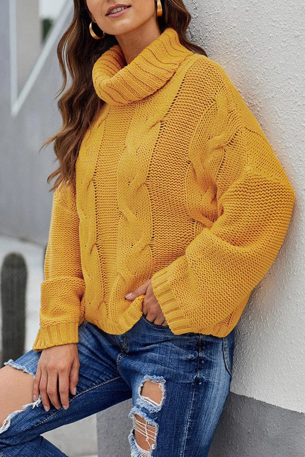 Autumnal Cable Knit Sweater - Oversized Fit