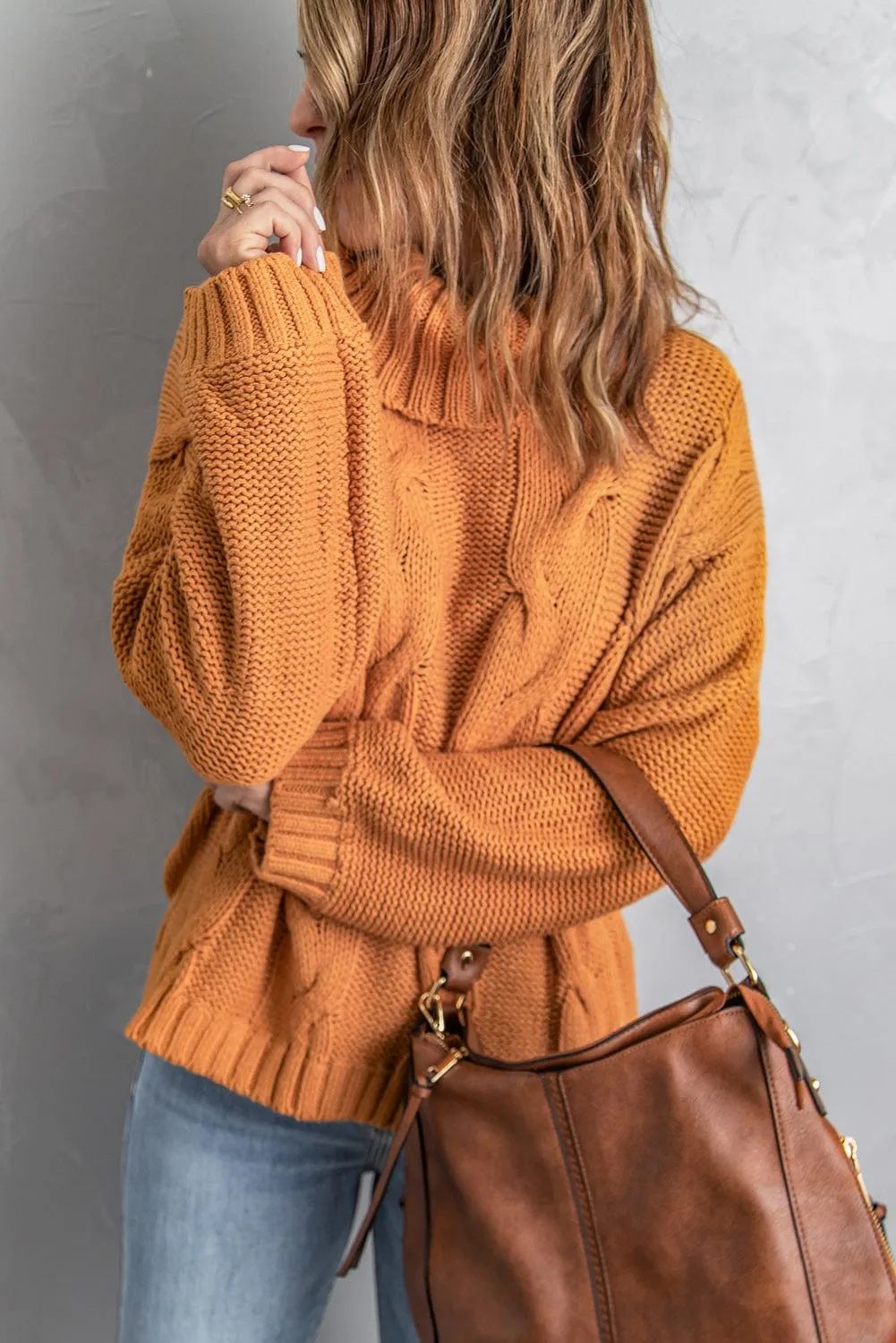 Autumnal Cable Knit Sweater - Oversized Fit