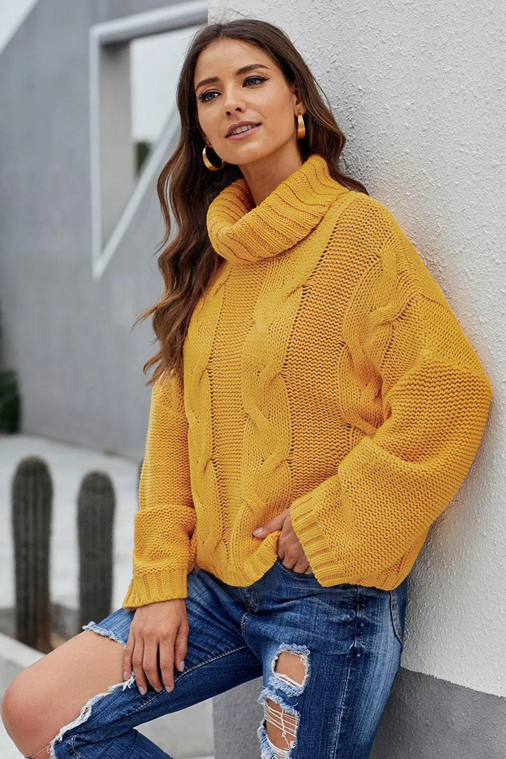 Autumnal Cable Knit Sweater - Oversized Fit
