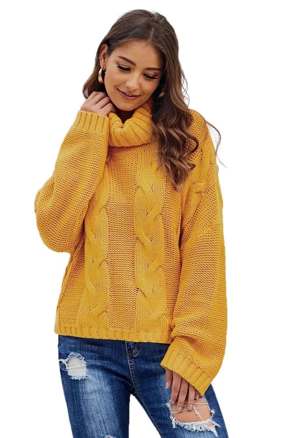 Autumnal Cable Knit Sweater - Oversized Fit