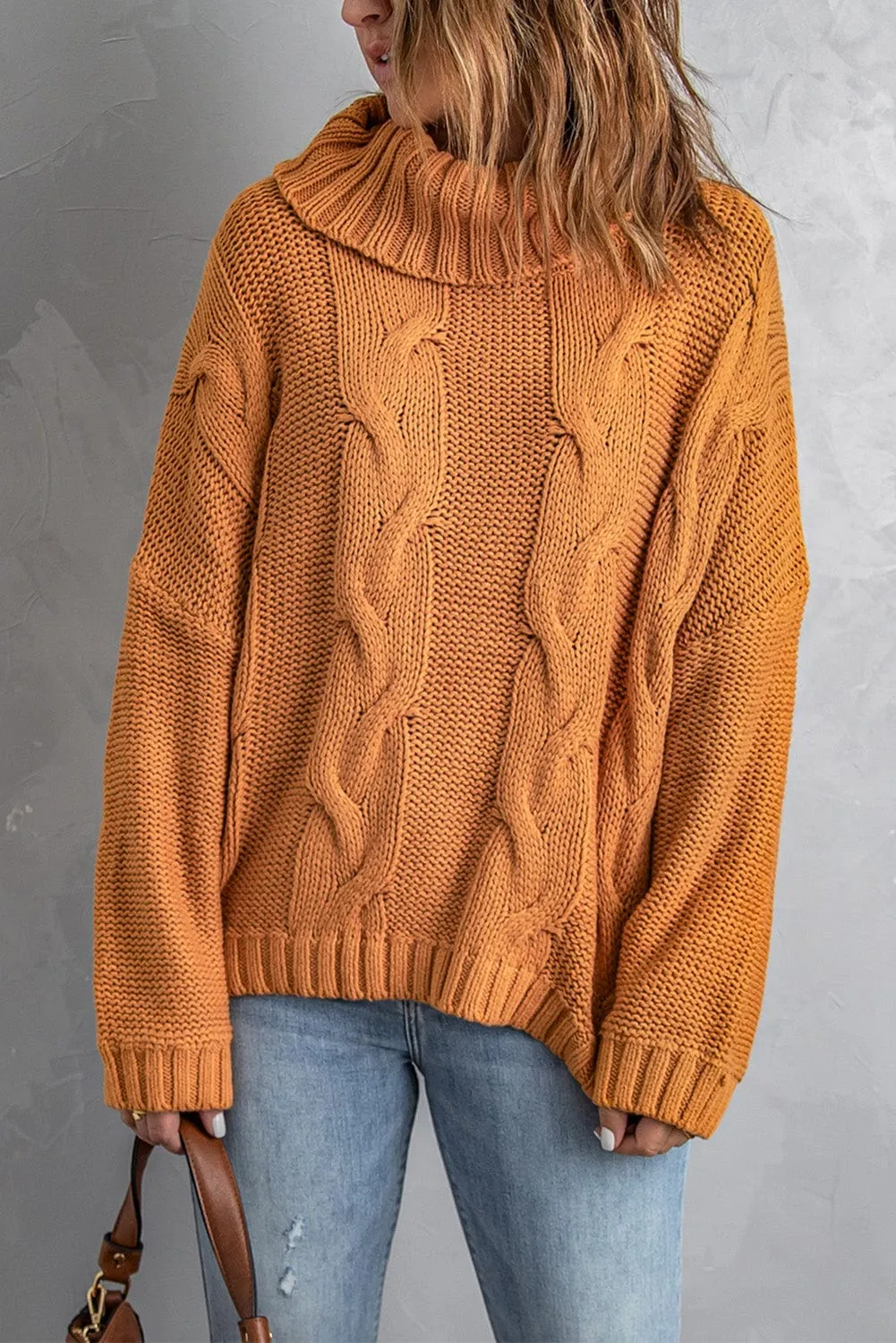 Autumnal Cable Knit Sweater - Oversized Fit