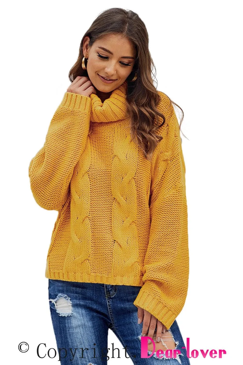 Autumnal Cable Knit Sweater - Oversized Fit