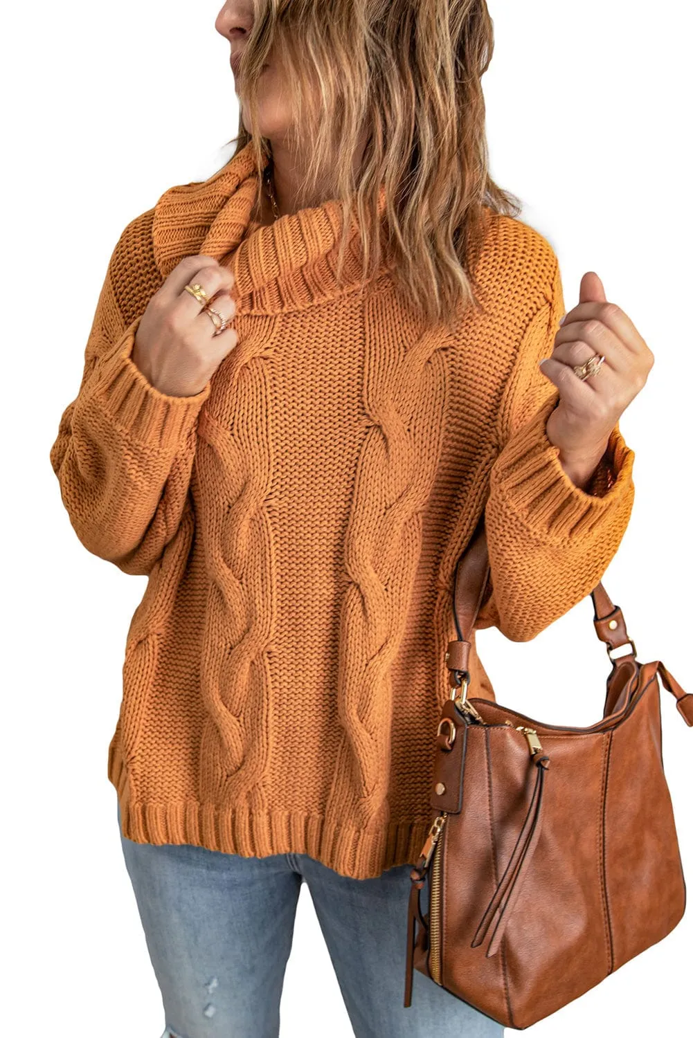 Autumnal Cable Knit Sweater - Oversized Fit