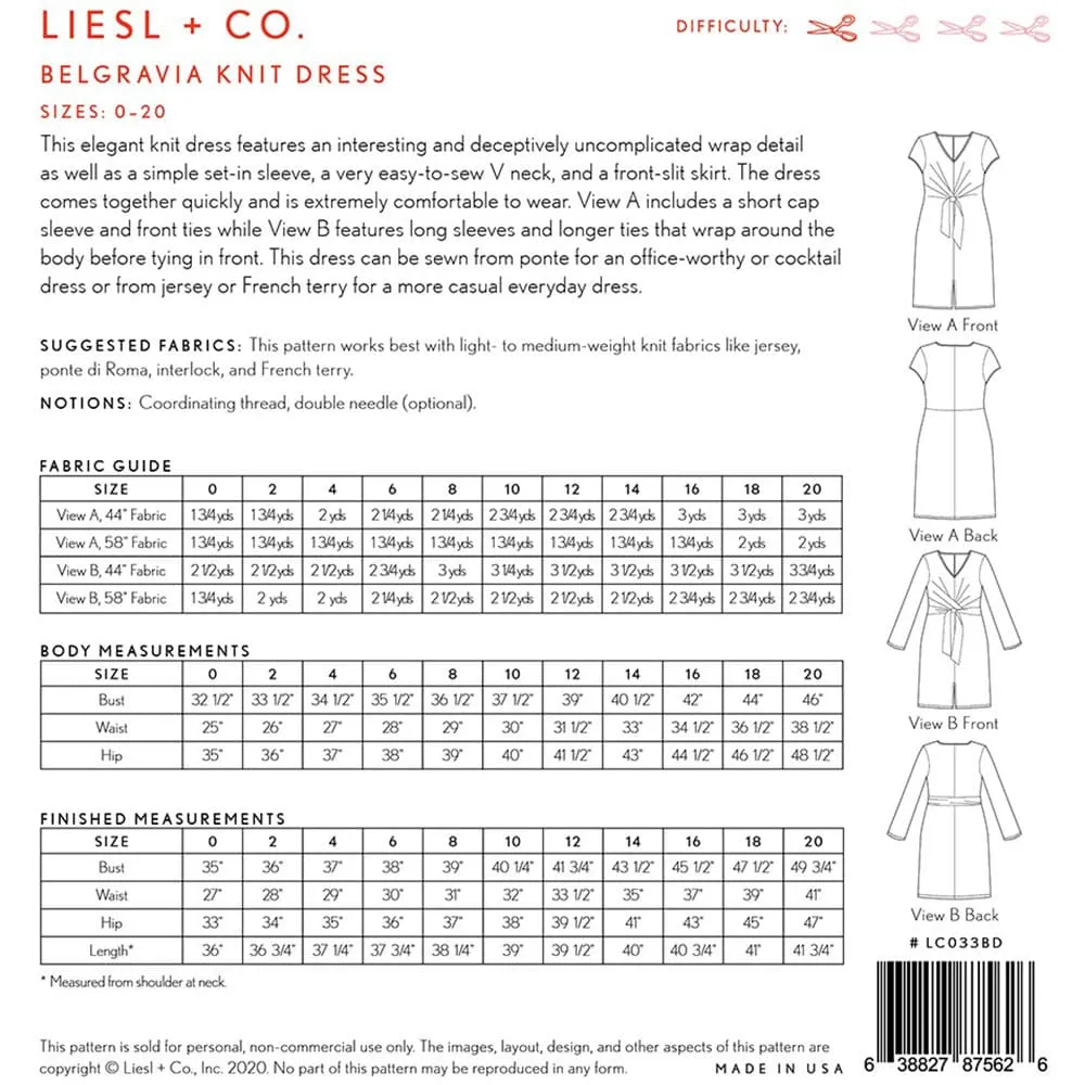 Belgravia Knit Dress Pattern, Liesl & Co.