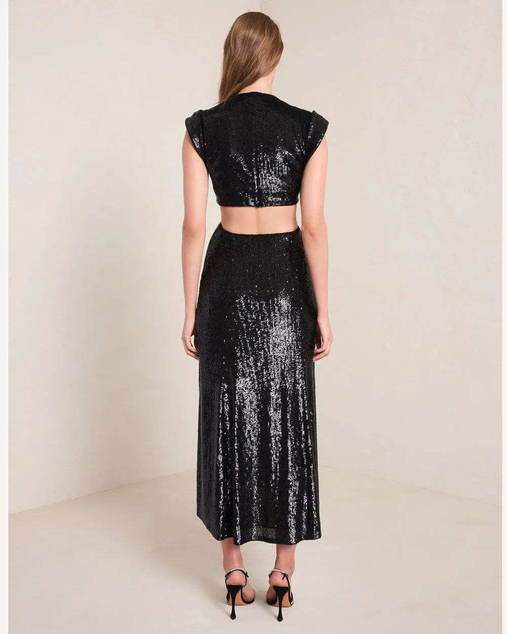 Black Sequin Alexis Midi Dress