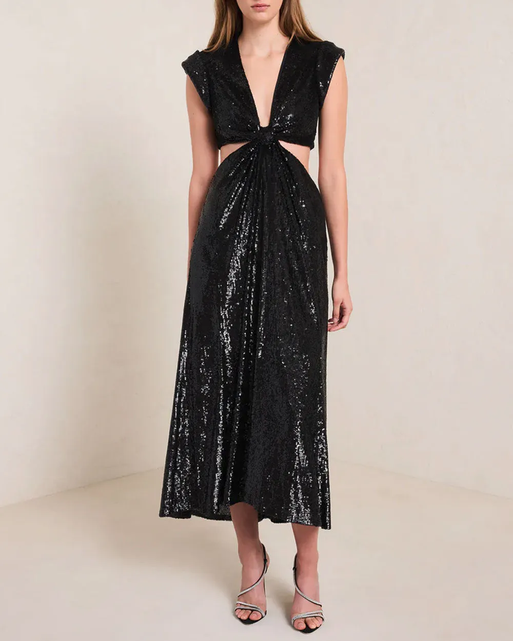 Black Sequin Alexis Midi Dress