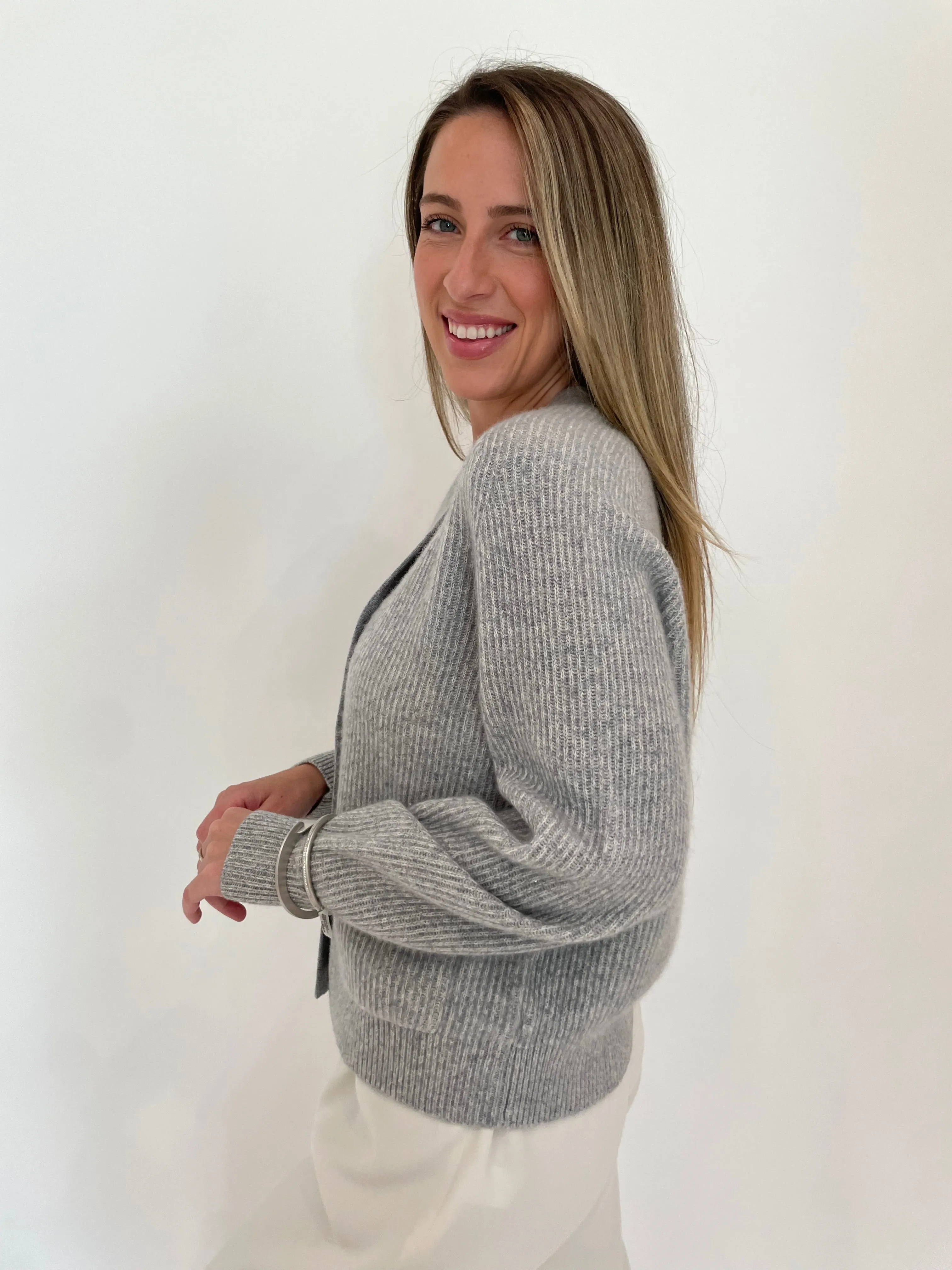Bria Two-Tone Rib Knit Cardigan