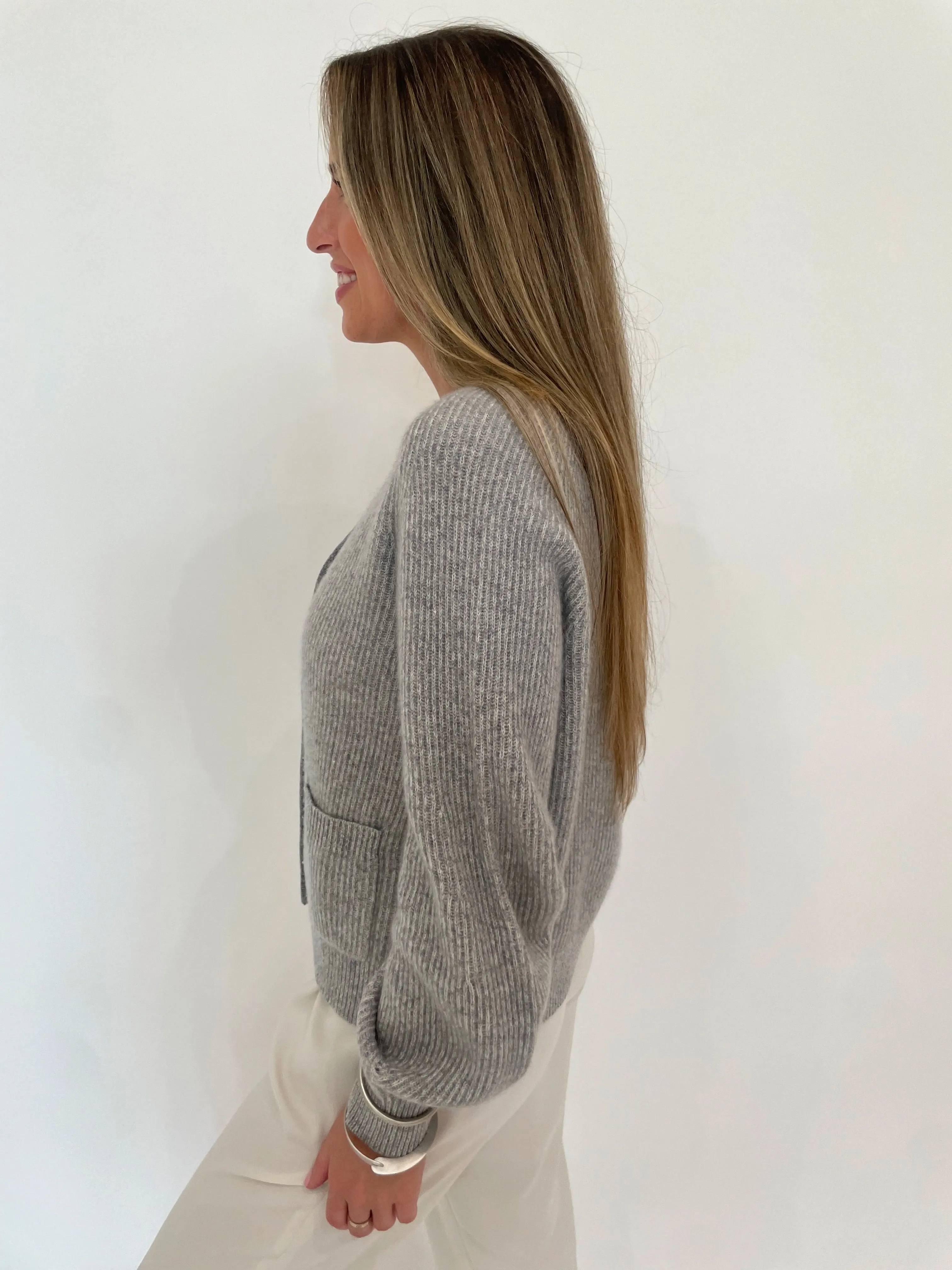 Bria Two-Tone Rib Knit Cardigan