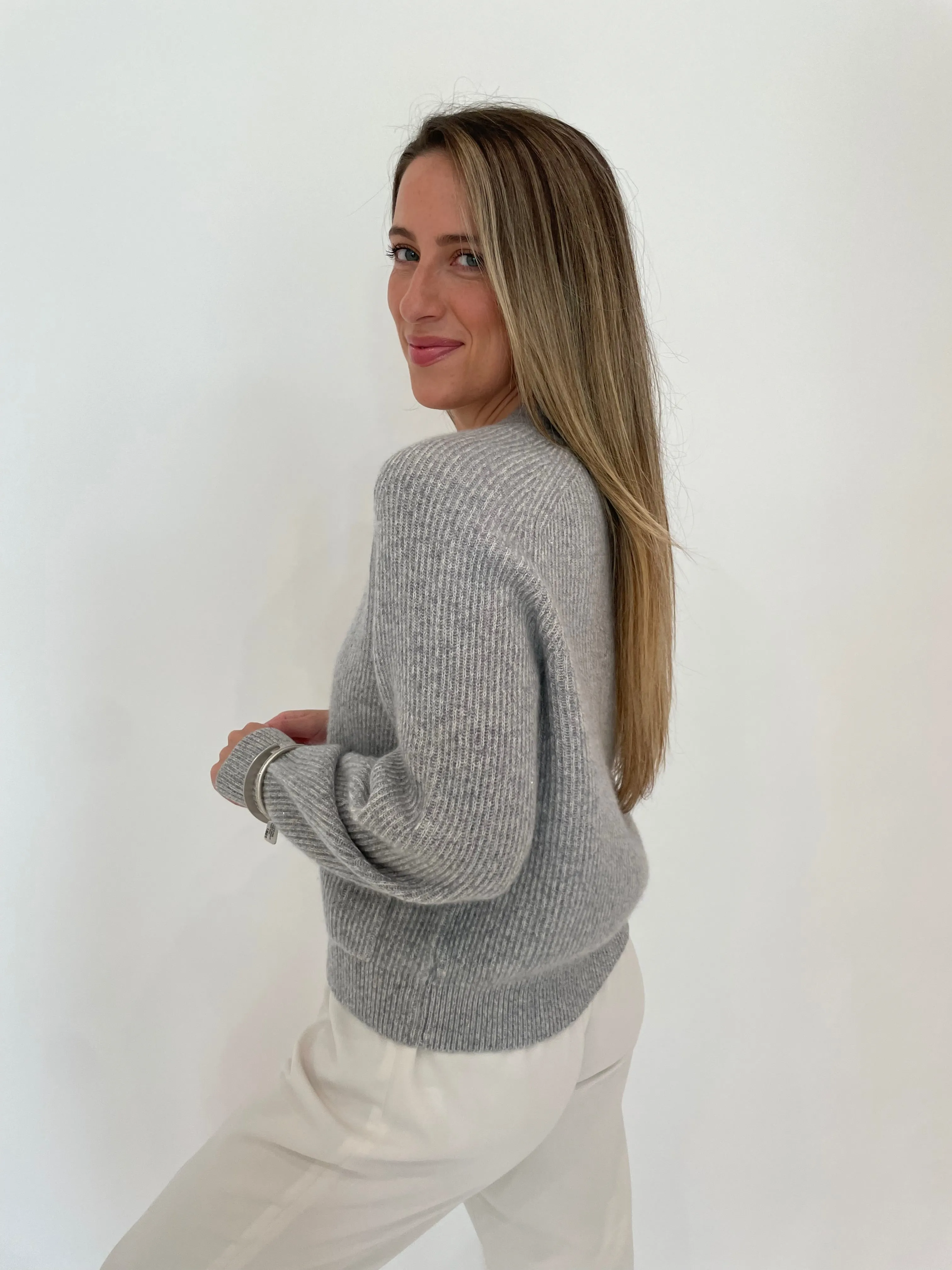 Bria Two-Tone Rib Knit Cardigan