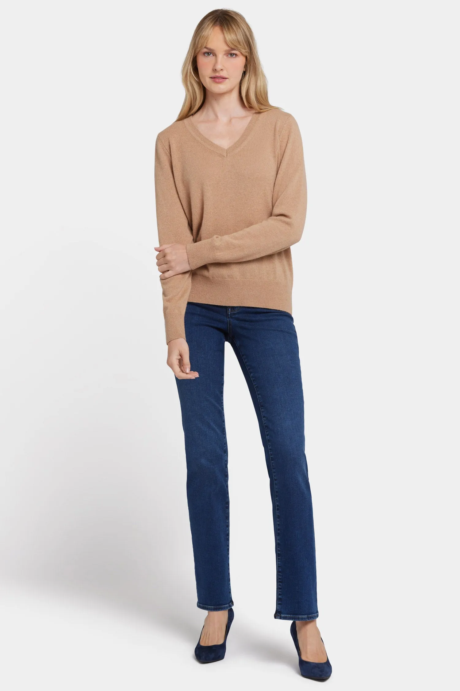 Cashmere Classic V-Neck Sweater - Tan