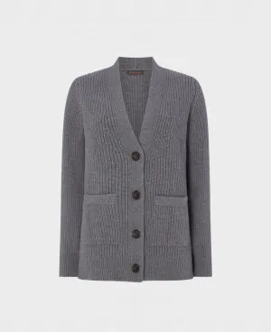 Cashmere Mix Ribbed Cardigan