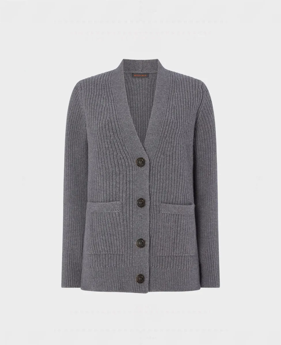 Cashmere Mix Ribbed Cardigan