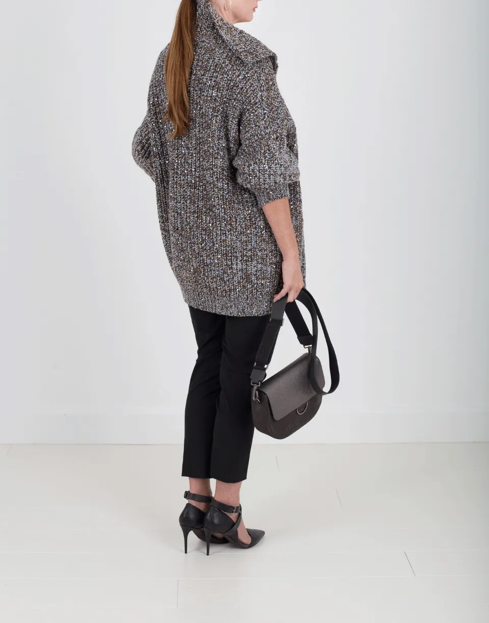 Chunky Paillette Ribbed Cardigan