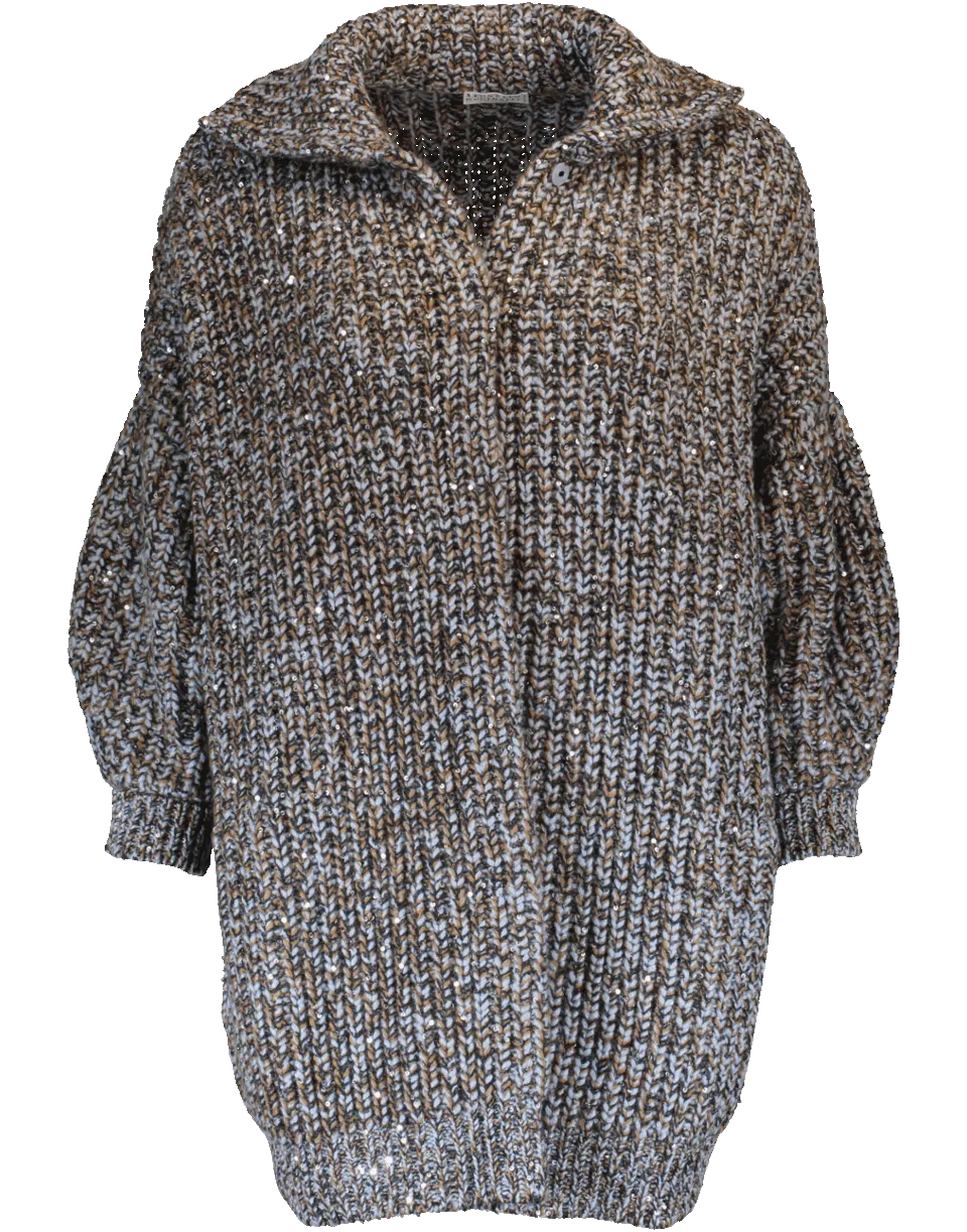 Chunky Paillette Ribbed Cardigan