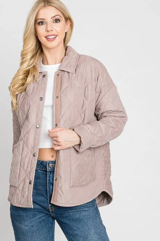 Cozy and Quilted Jacket in Blush Sand