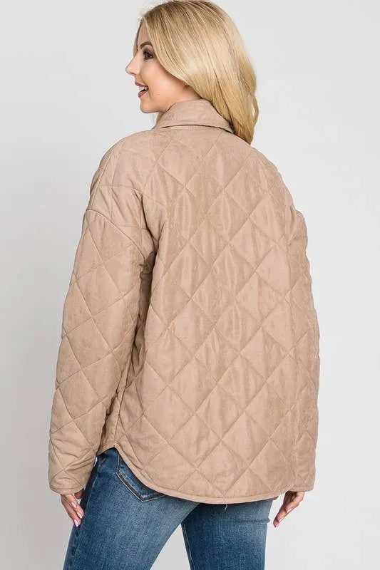 Cozy and Quilted Jacket in Blush Sand