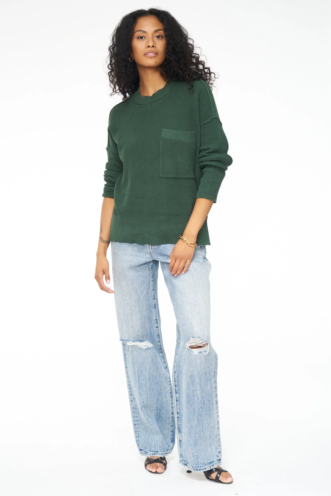 Darya Oversized Crewneck Pullover - Ivy