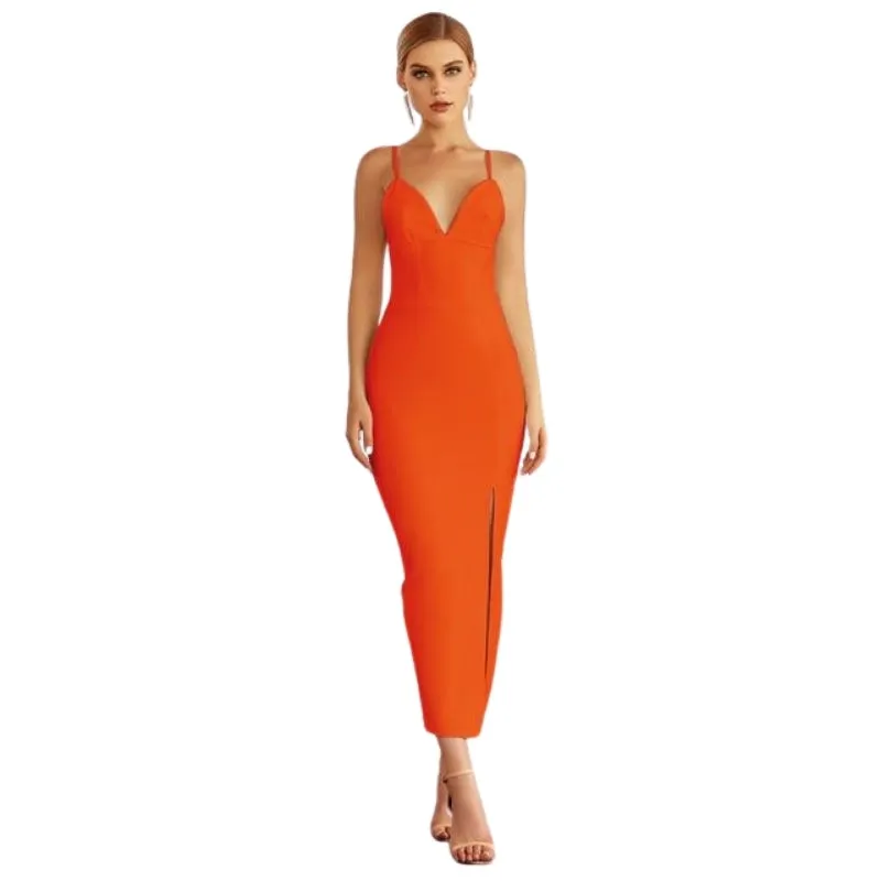 Elegant Bodycon V-Neck Evening Dress