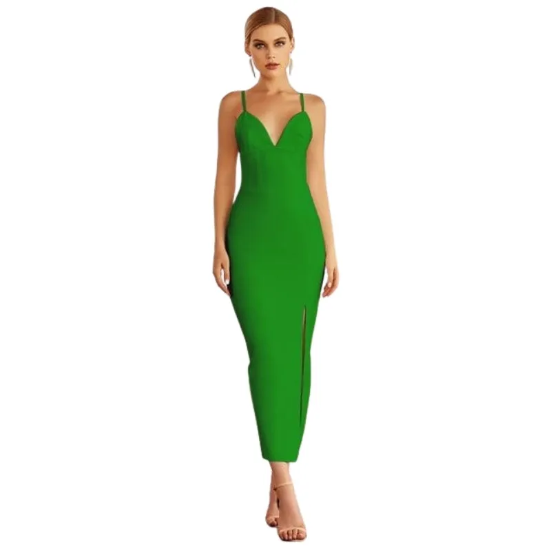 Elegant Bodycon V-Neck Evening Dress