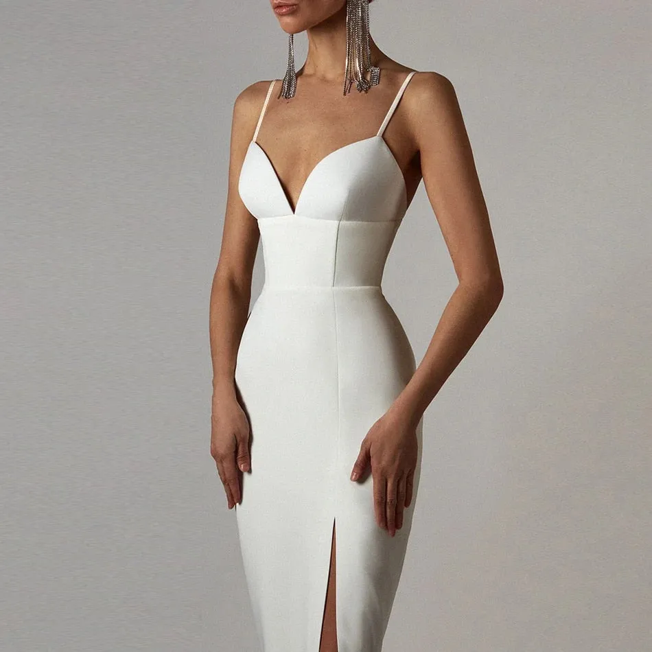 Elegant Bodycon V-Neck Evening Dress