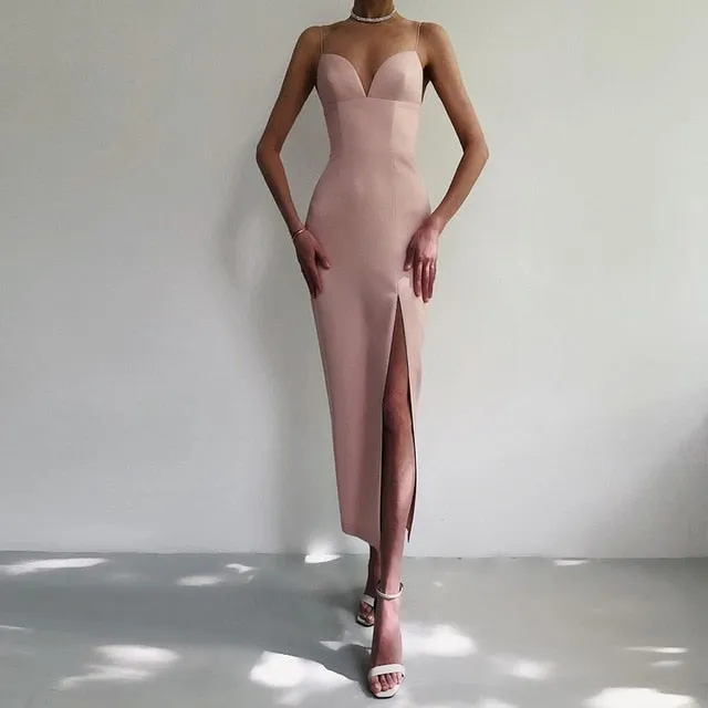 Elegant Bodycon V-Neck Evening Dress