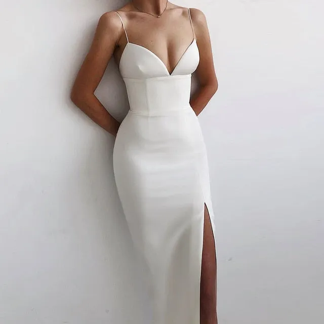 Elegant Bodycon V-Neck Evening Dress