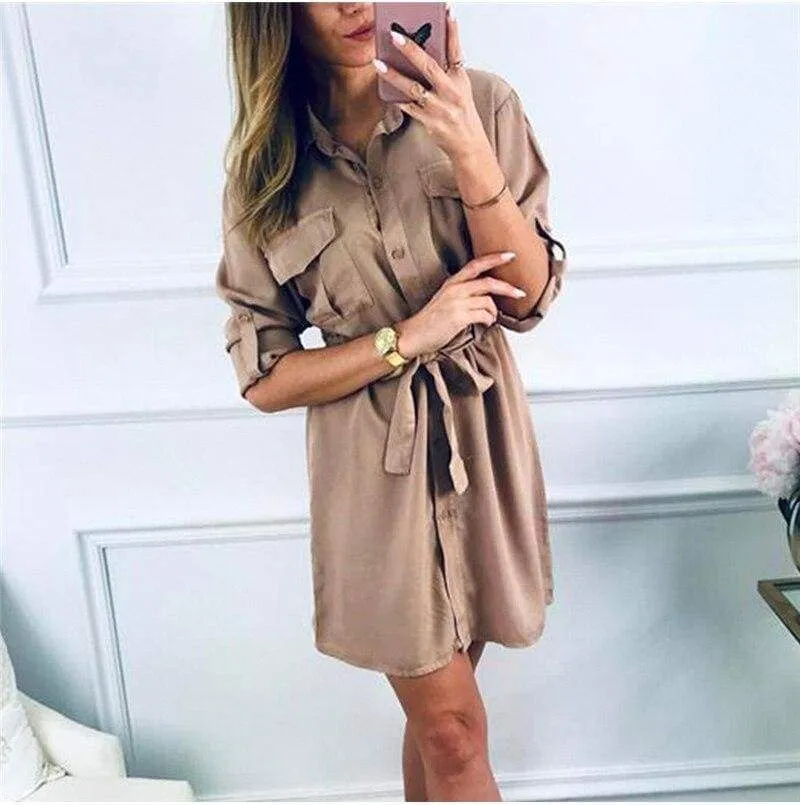 FashionSierra - Women Autumn Casual Plain T Shirt Dress