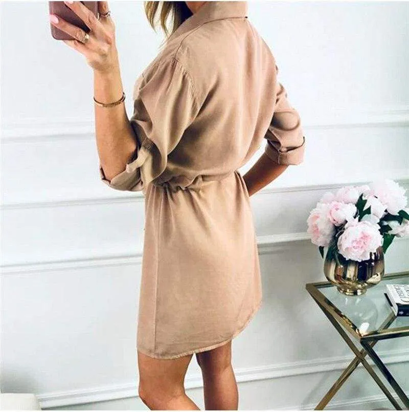 FashionSierra - Women Autumn Casual Plain T Shirt Dress