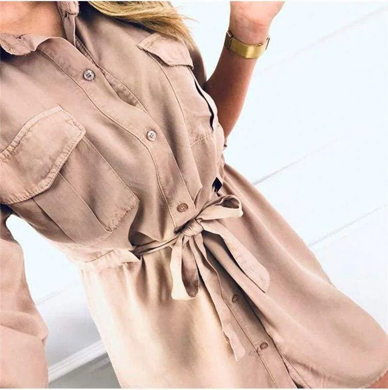 FashionSierra - Women Autumn Casual Plain T Shirt Dress