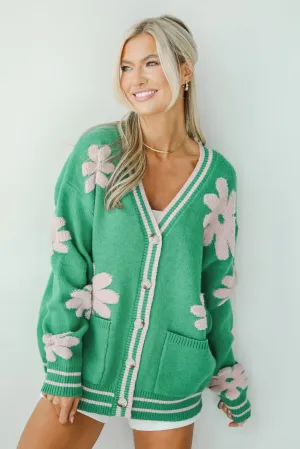FINAL SALE - Luxe Cuteness Green Floral Sweater Cardigan