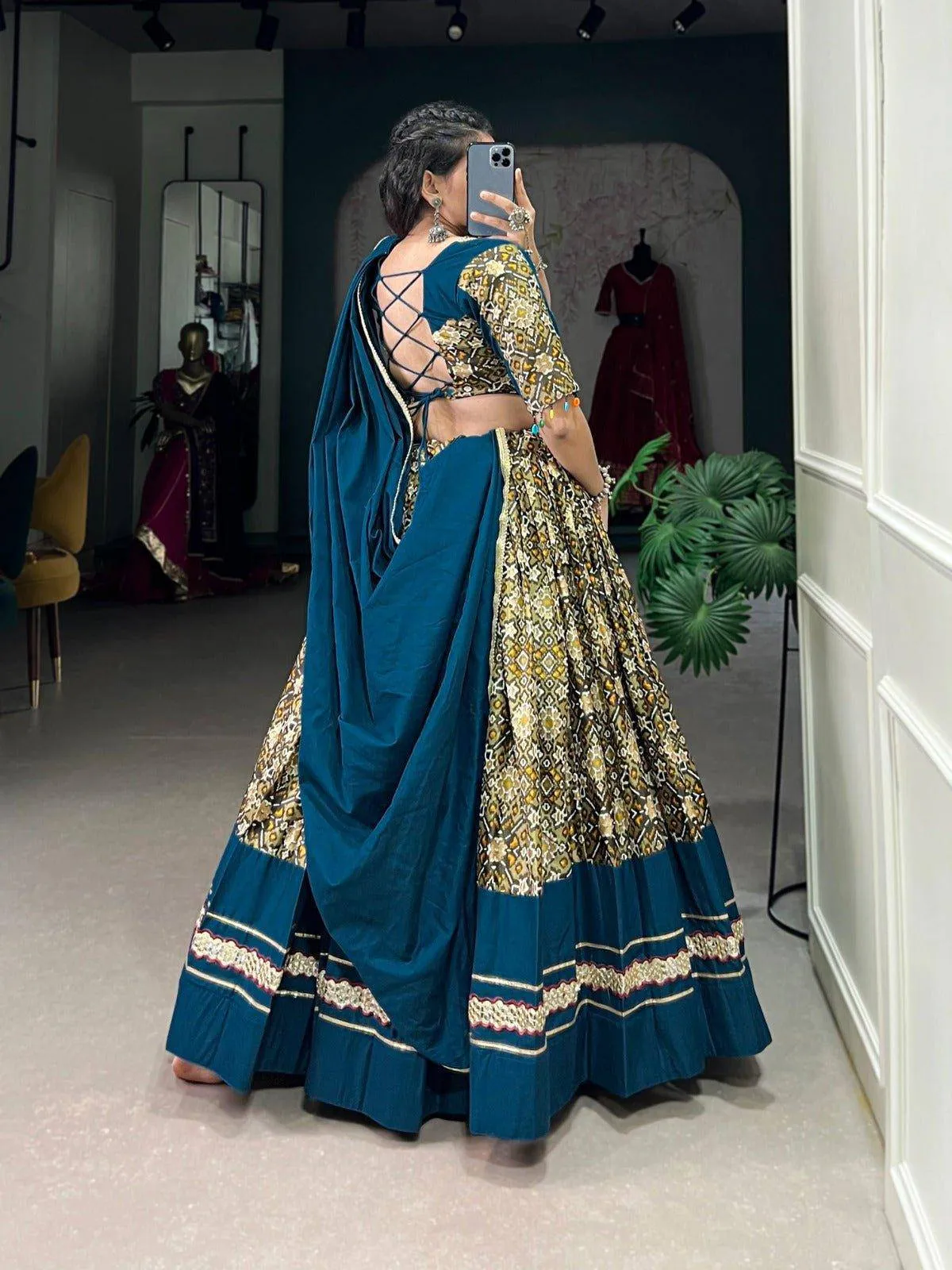 Fusion of Plain Printed for  lehenga