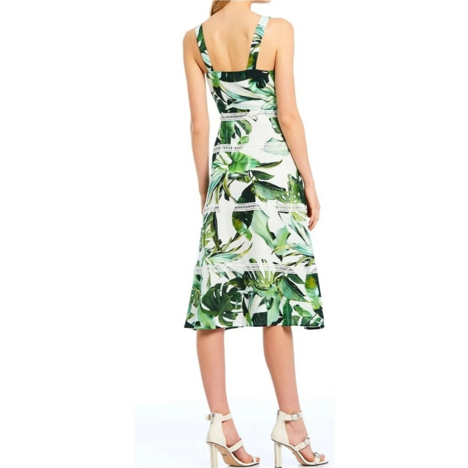 Gianni Bini Monica Palm Print A Line Midi Dress