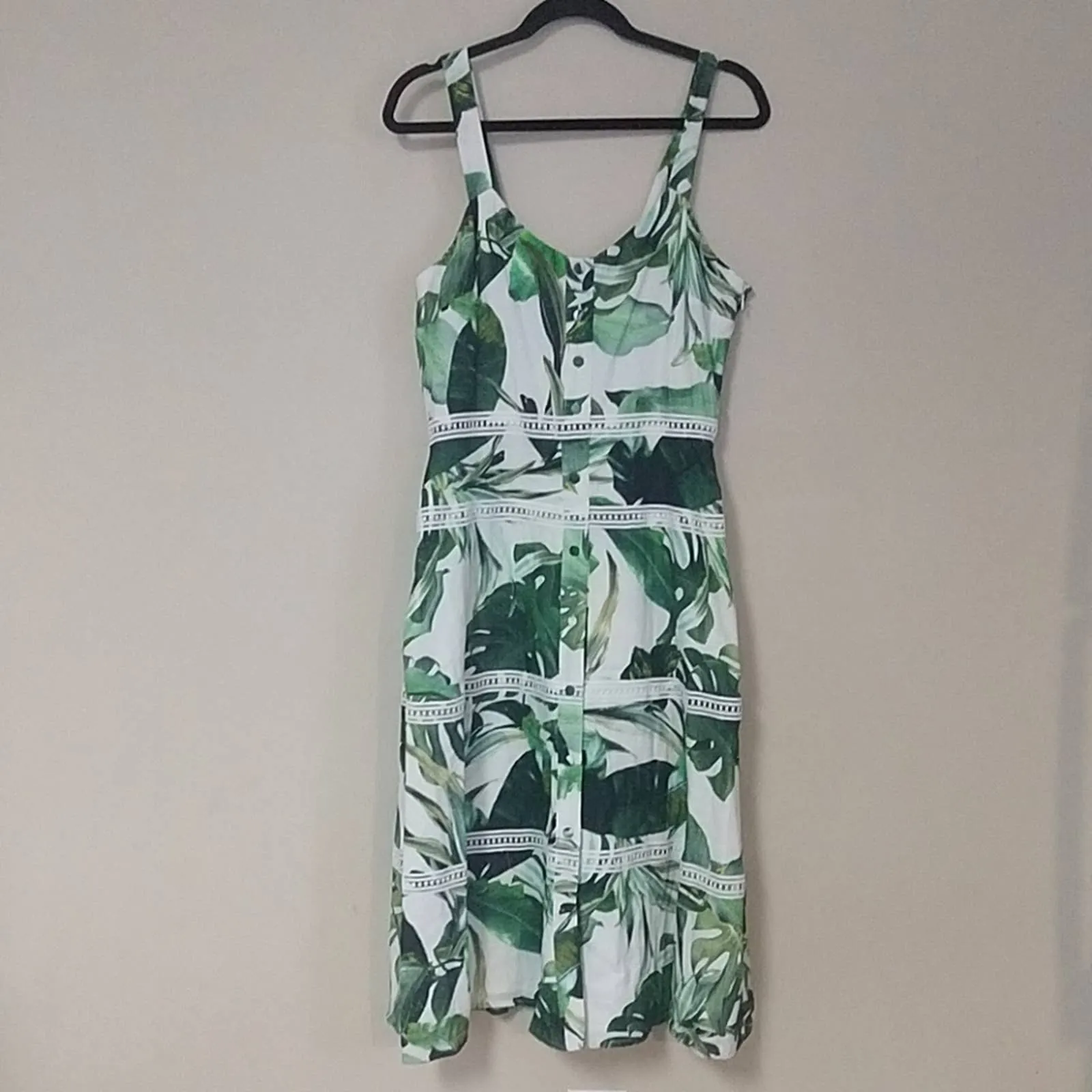 Gianni Bini Monica Palm Print A Line Midi Dress