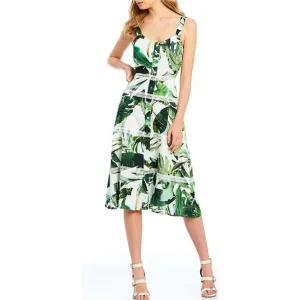 Gianni Bini Monica Palm Print A Line Midi Dress