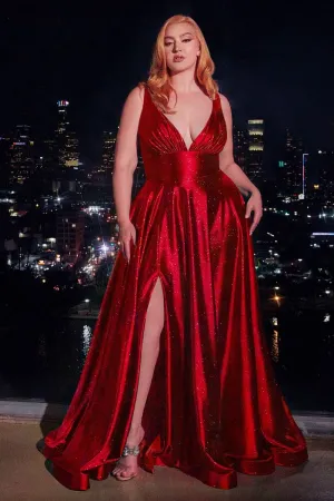 GLITTER SATIN A-LINE GOWN  CDCC2349C
