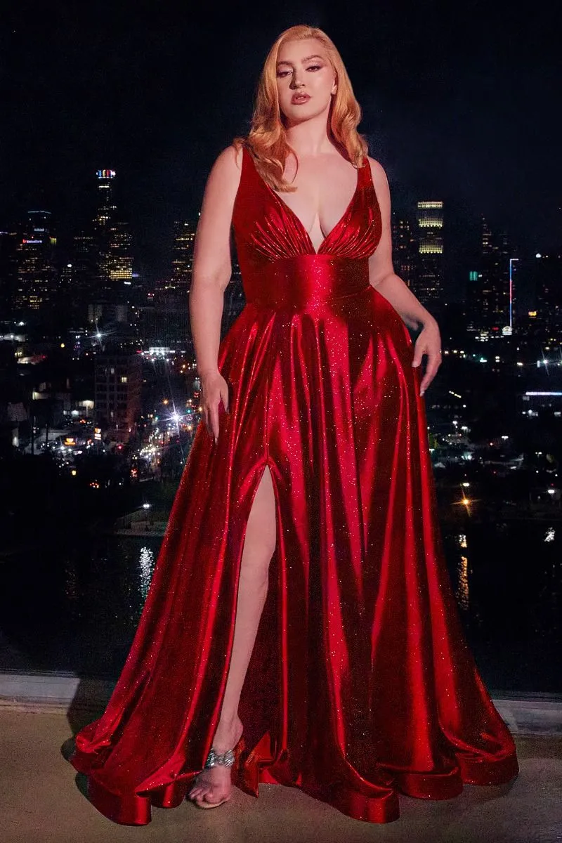 GLITTER SATIN A-LINE GOWN  CDCC2349C
