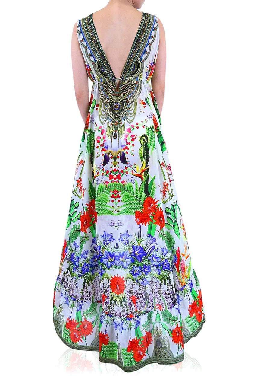 Green High Low V Neck Maxi Dress