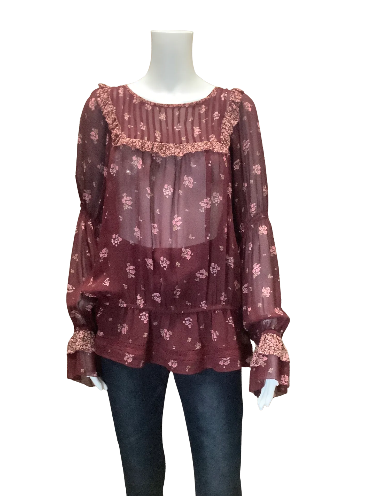 Joie Womens Top Floral Print Andrielle Praire Silk Size: L
