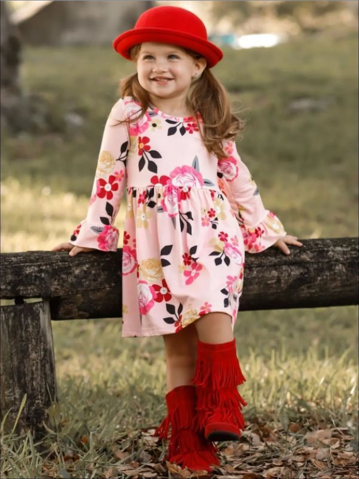 Just My Style Floral A-Line Flared Dress