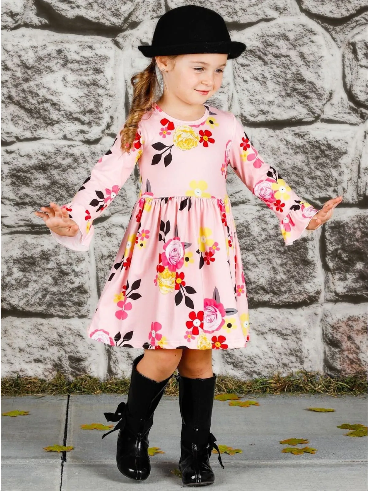 Just My Style Floral A-Line Flared Dress