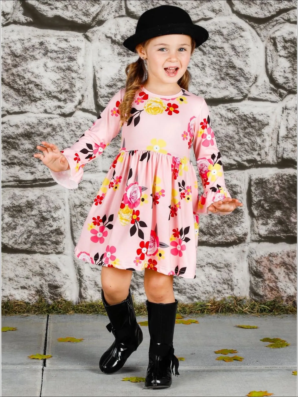 Just My Style Floral A-Line Flared Dress