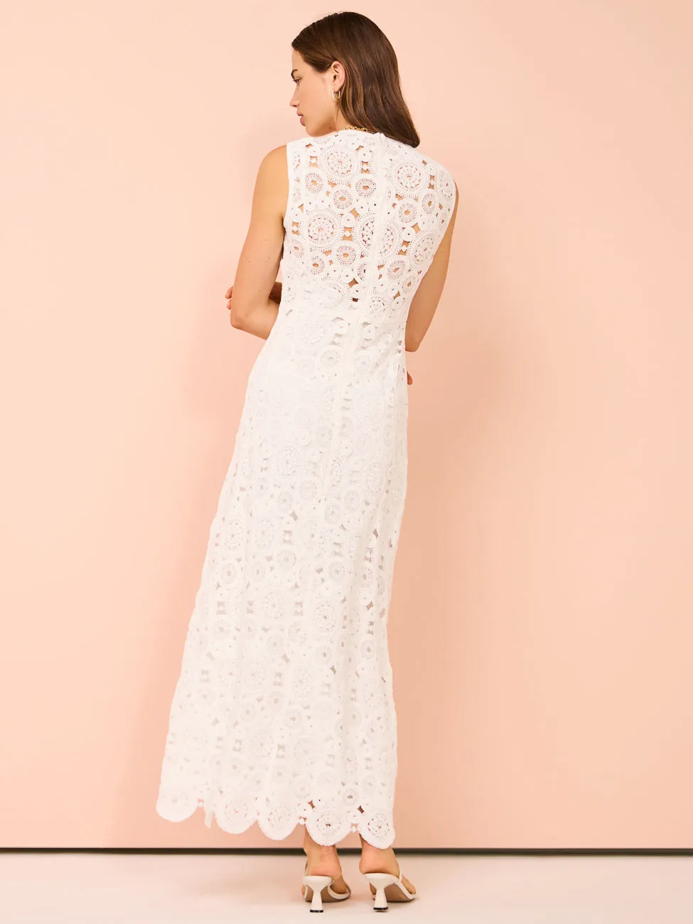 Leo Lin Serena Crochet Midi Dress in Snow