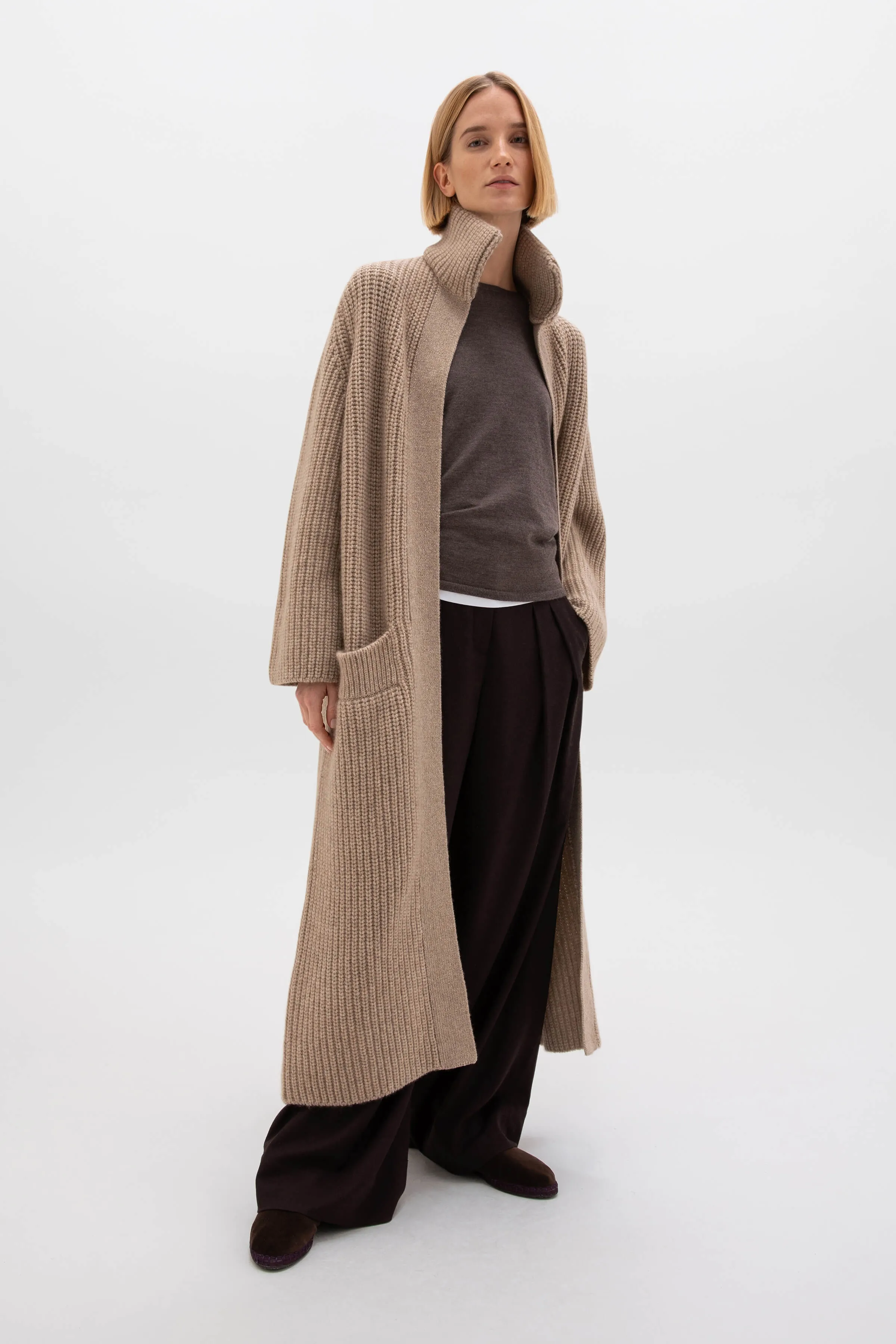 Long Ribbed Cashmere Coatigan | Online Exclusive