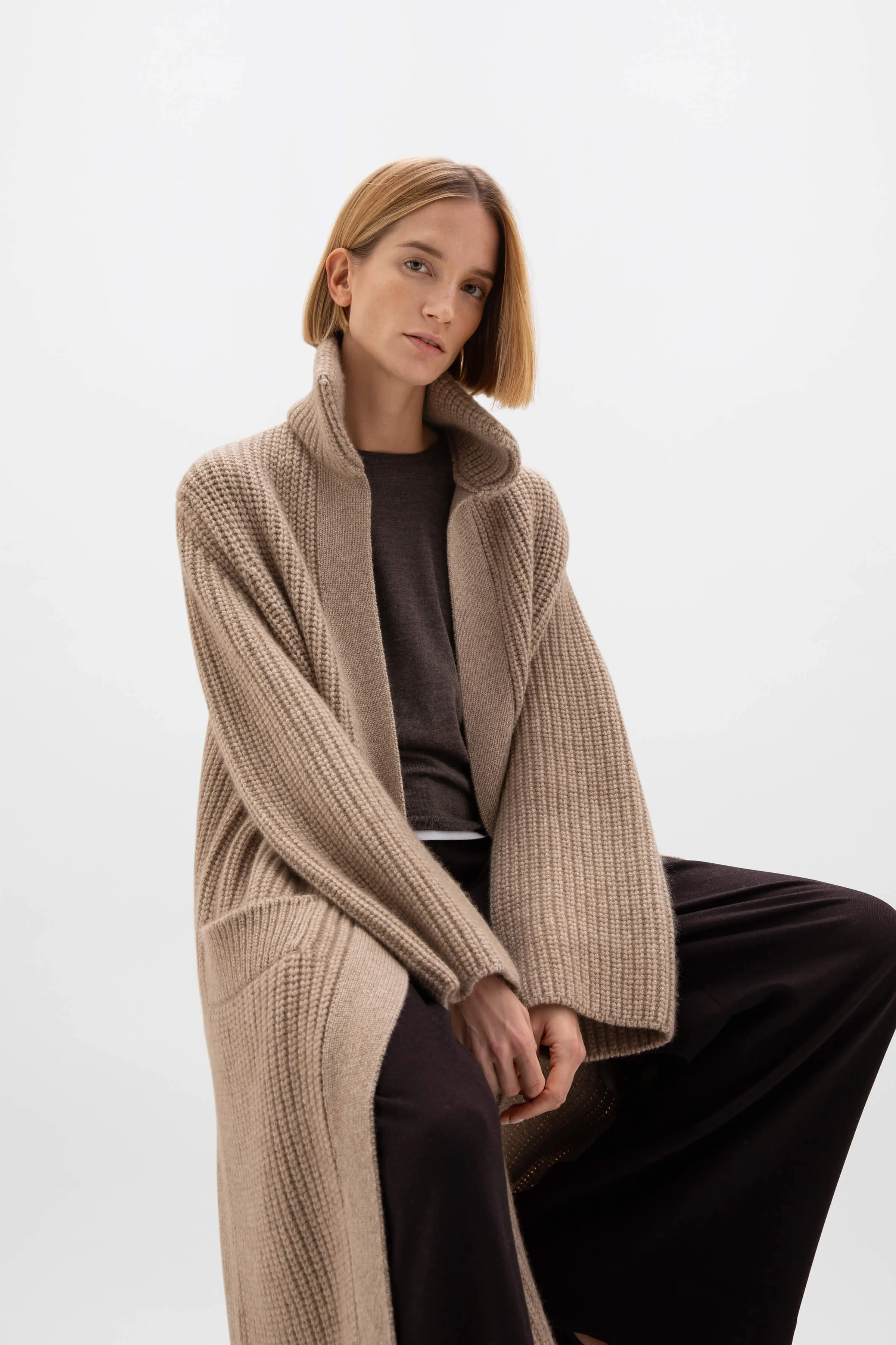 Long Ribbed Cashmere Coatigan | Online Exclusive