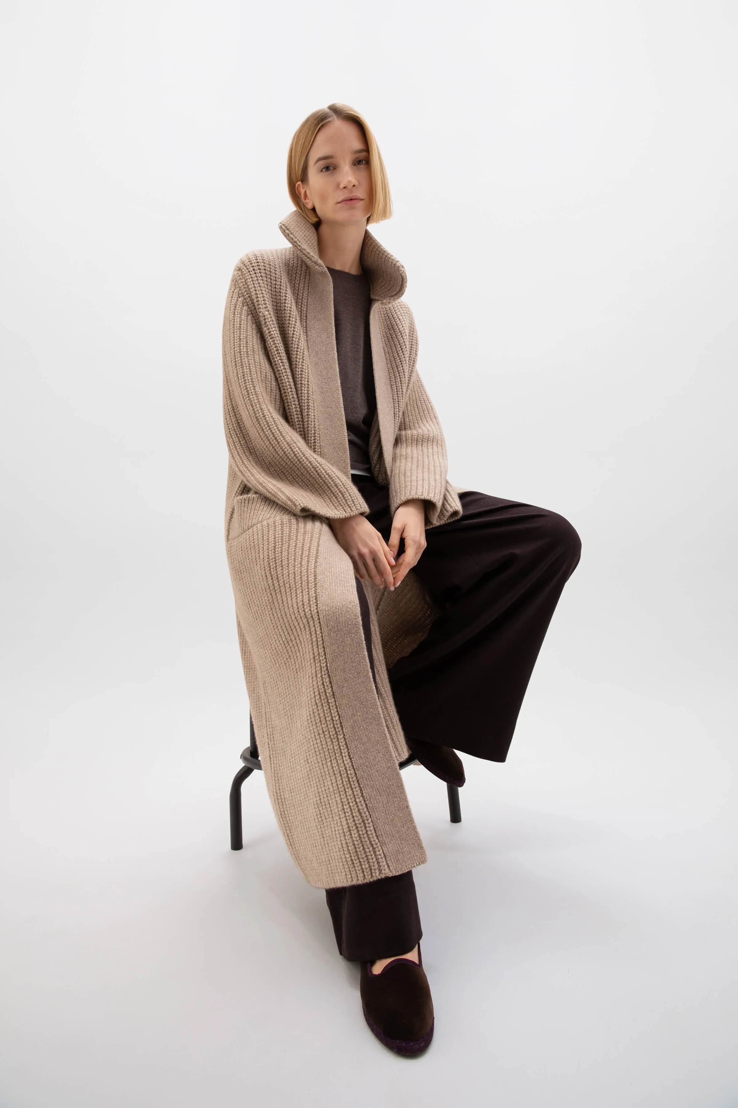 Long Ribbed Cashmere Coatigan | Online Exclusive