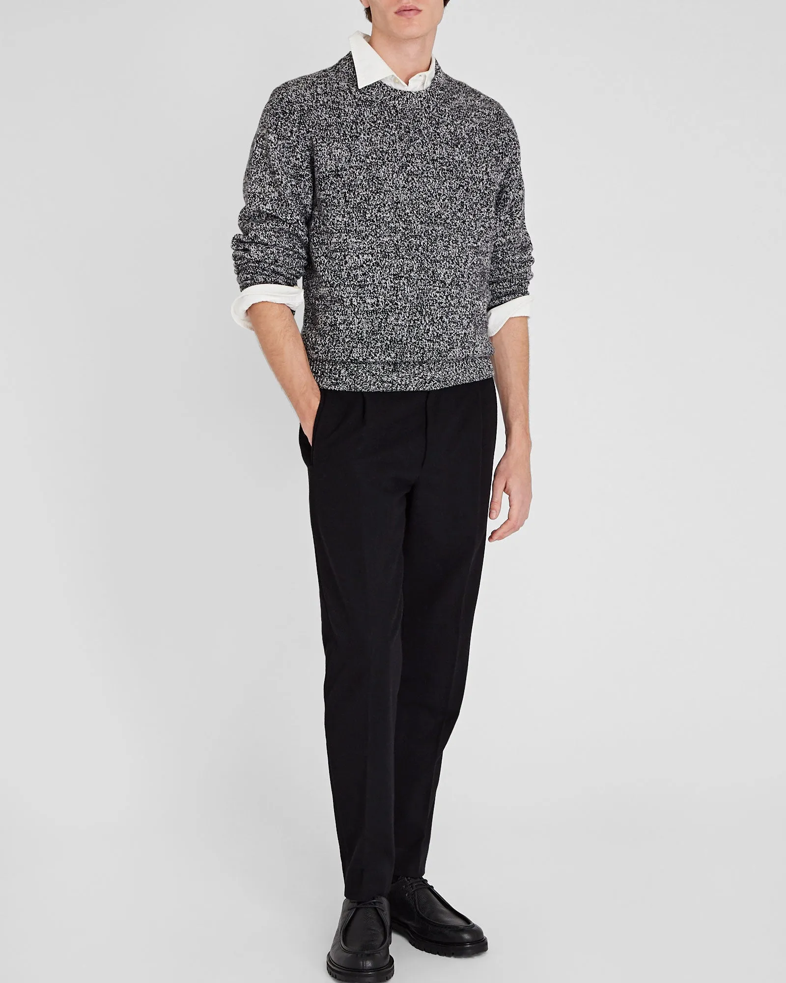 Marl Wool Blend Crewneck Sweater