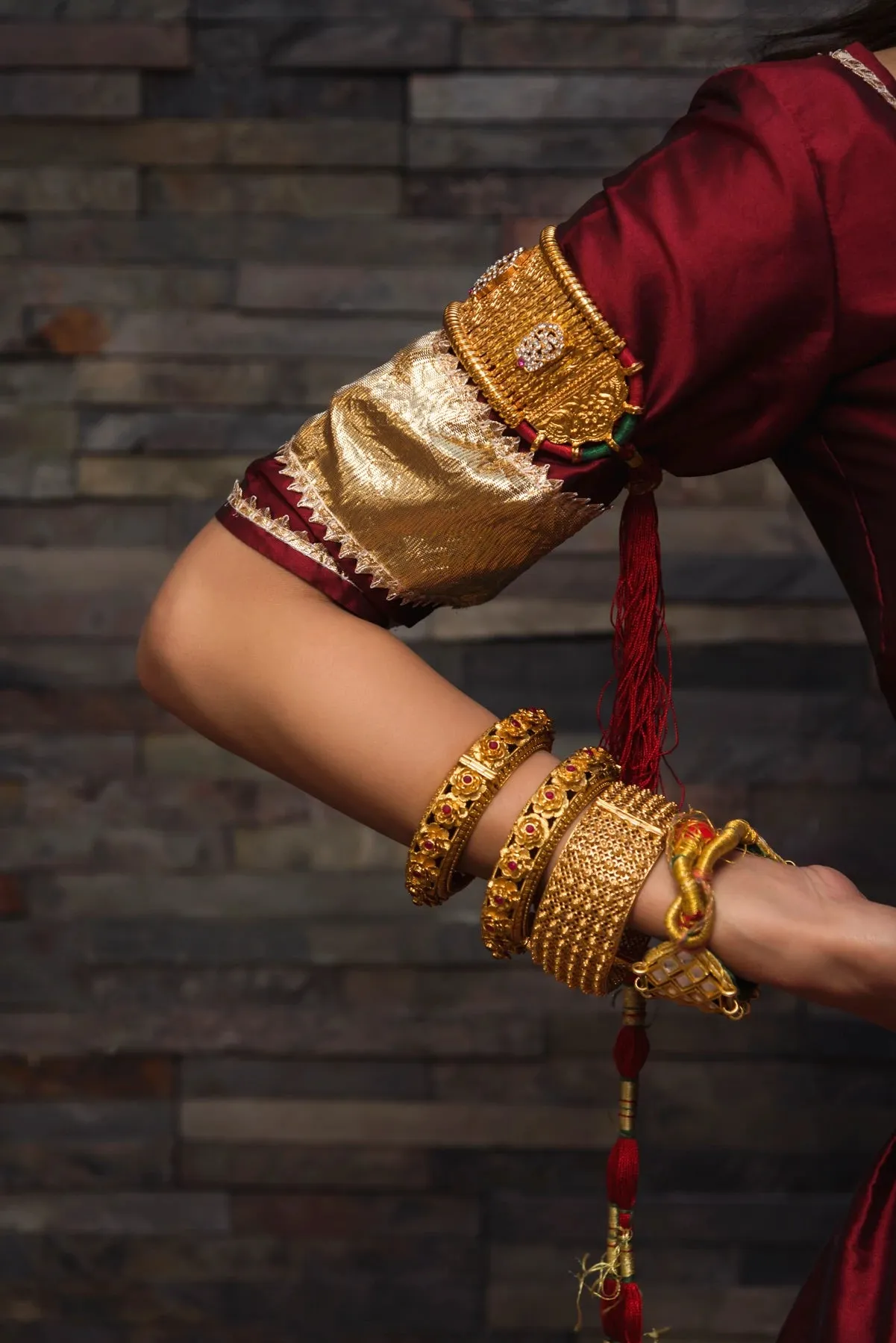 Maroon Taffeta Silk Lehenga Set with Dupatta